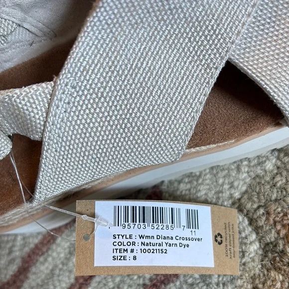Toms Diana Crossover comfy chunky wedge espadrille Sandals neutral 8 NWT - Picture 3 of 13